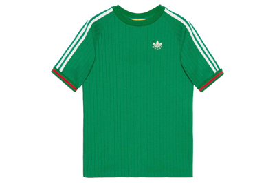 Pre-owned Gucci X Adidas Jersey T-shirt Green