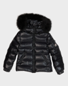 MONCLER KIDS BADY FAUX FUR QUILTED JACKET