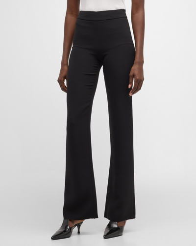 Giorgio Armani Black Cady Straight-leg Pants In Solid Black