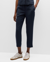 Theory Treeca Oxford Crepe Pull-on Pants In Nocturne Navy