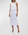 Theory Crushed Satin Sleeveless Racer Tank Midi Dress In Hydrangea