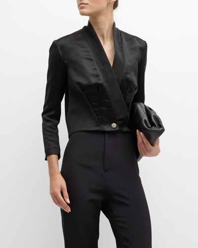Bach Mai Sculpted-back Satin Jacket In Black