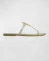 Tory Burch Mini Miller Jelly Thong Sandal In Silver / Gold