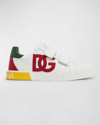 DOLCE & GABBANA KID'S CARRETTO COLOR BLOCKED LEATHER SNEAKERS, KIDS