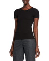 Giorgio Armani Scoop-neck Short-sleeve Tee, Black In Black