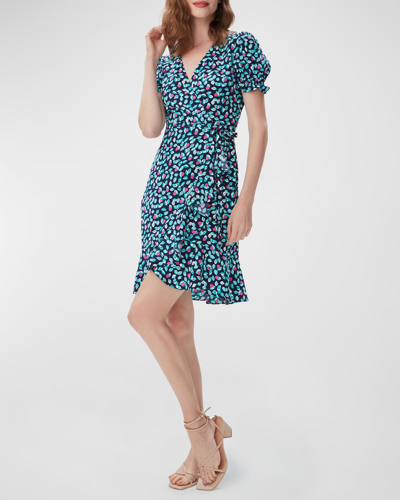 Diane Von Furstenberg Emilia Print Wrap Dress In Daisy Buds Navy