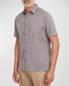 Vince Vacation Short Sleeve Button Front Shirt In Light Pewter