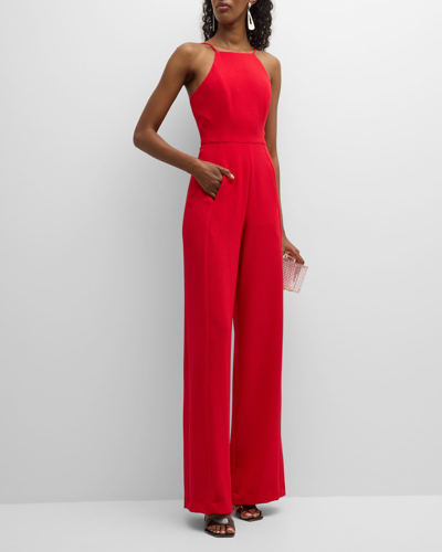 Black Halo Joaquin Wide-leg Halter Jumpsuit In Wildfire