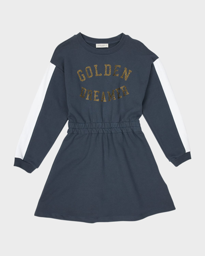 Golden Goose Kids' Girl's Journey Sweatshirt Dress In Sea Storm/artic W