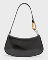 Staud Ollie Zip Leather Shoulder Bag In Black