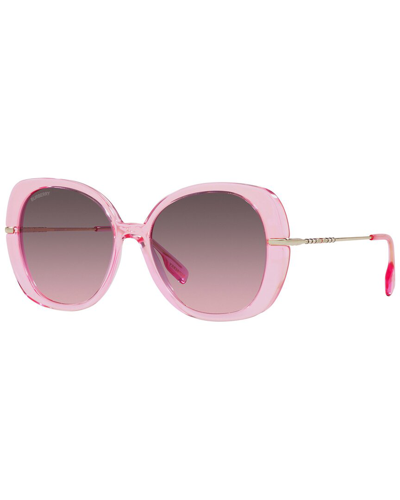 Burberry Eugenie Rose Gradient Gray Butterfly Ladies Sunglasses Be4374f 40245m 55 In Gray / Ink / Pink / Rose