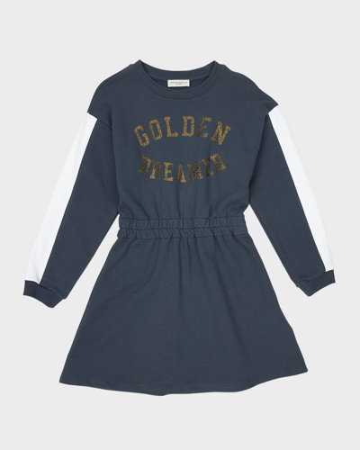 Golden Goose Kids' Girl's Journey Sweatshirt Dress In Sea Stormartic Wo
