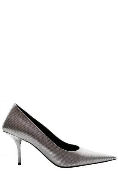 Balenciaga Knife Pumps In Silver Titanium