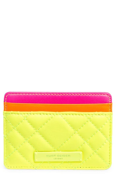 Kurt Geiger Leather Card Holder In Yellow