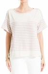 Max Studio Stripe Boatneck T-shirt In Ivory Mauve