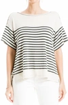 Max Studio Stripe Boatneck T-shirt In Ivory/ Army