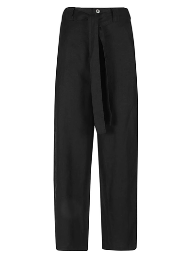 Sarahwear Wide Leg Linen Trousers In Black