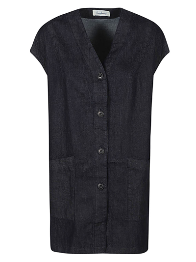 Sarahwear Cotton Long Waistcoat In Blue