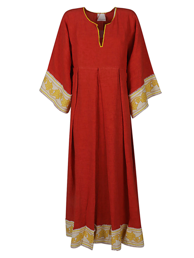 Ninaleuca Linen Long Dress In Rojo