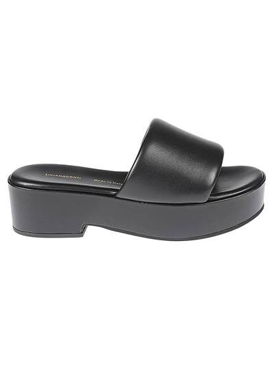 Liviana Conti Leather Platform Mules In Black