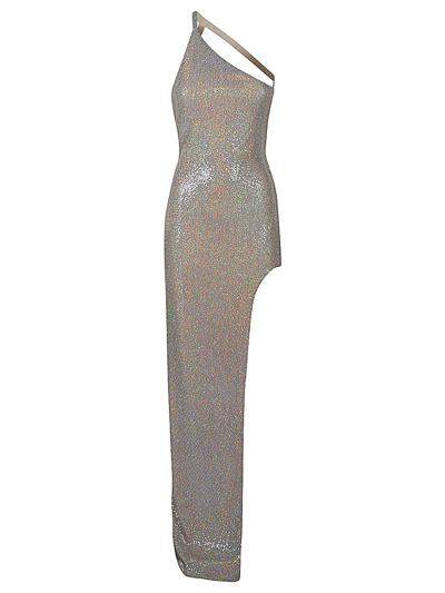 The Sei One Shoulder Gown In Metallic Neutral
