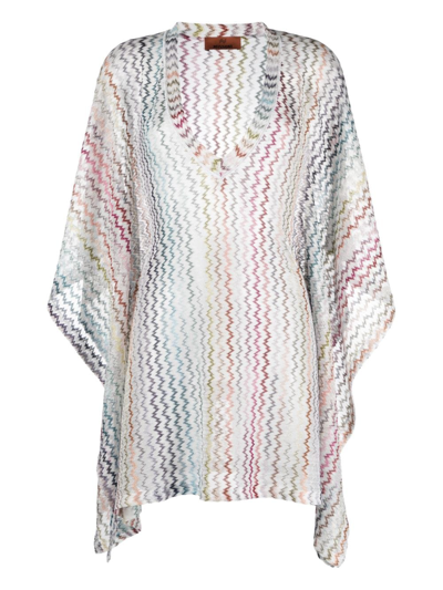 Missoni Zigzag-print V-neck Beach Cover-up In Multicolor Bi Uf Tone