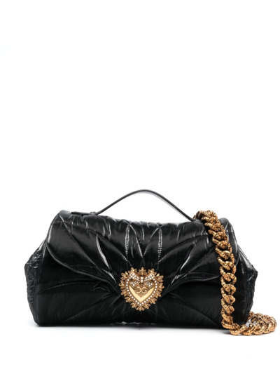 Pre-owned Dolce & Gabbana Devotion Padded Tote Bag In Black