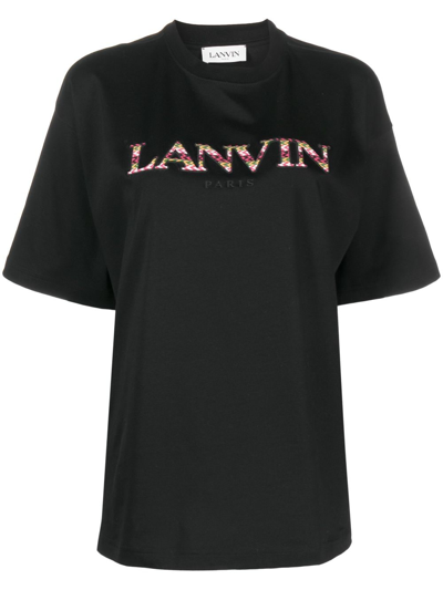 Lanvin Embroidered-logo T-shirt In Black  