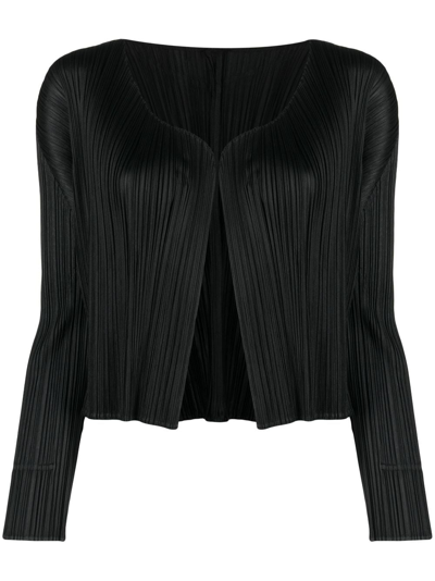 Issey Miyake Technical-pleated Cardigan In Schwarz