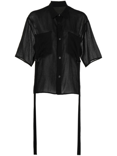 Yohji Yamamoto Graphic-print Semi-sheer Shirt In Black