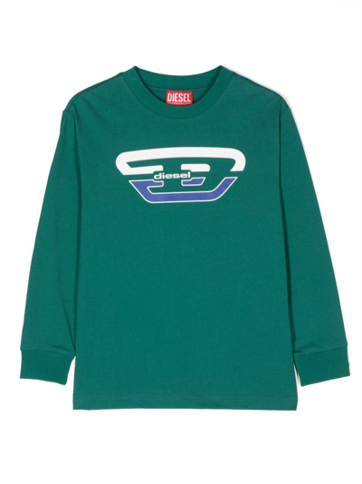 Diesel Kids' Logo-print Sweatshirt In Green