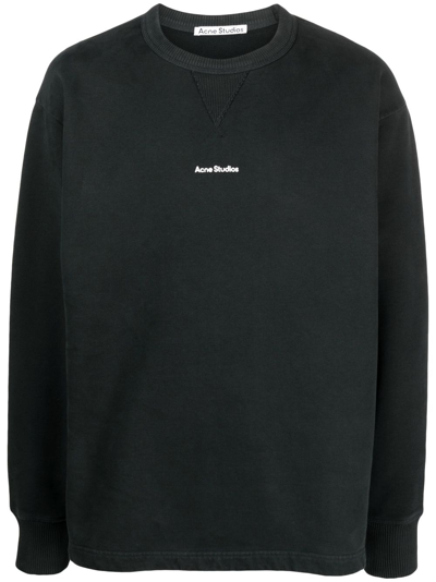 Acne Studios Logo-print Cotton-jersey Sweatshirt In Black