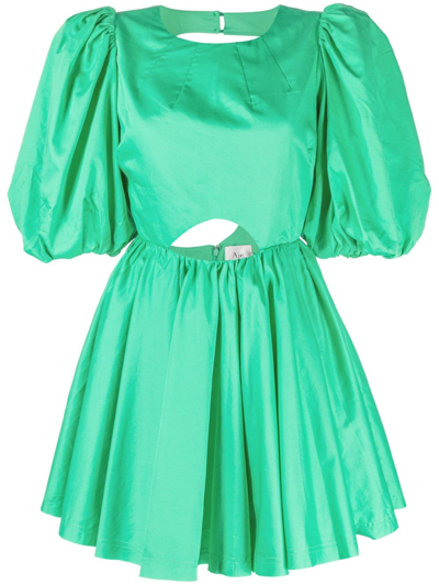 Aje Cut-out Puff-sleeve Minidress In Green