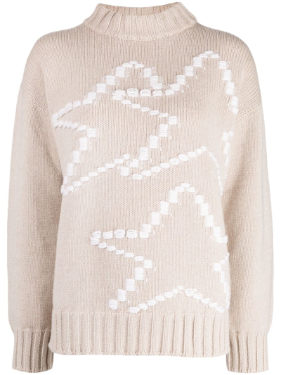 Lorena Antoniazzi Star-print Knitted Jumper In Brown