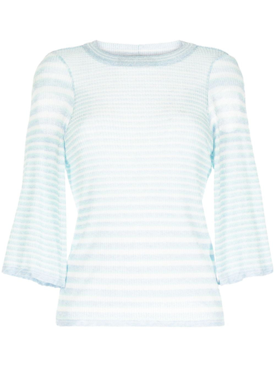 Kiko Kostadinov Striped Cut-out Knitted Top In Green