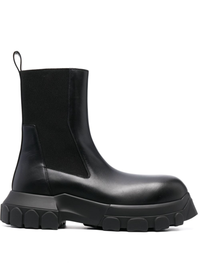 Rick Owens Black Beatle Bozo Tractor Chelsea Boots In Multi-colored