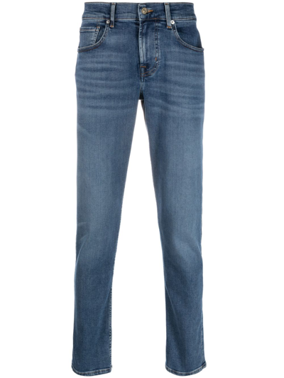 7 For All Mankind Slimmy Low-rise Slim-cut Jeans In Blue