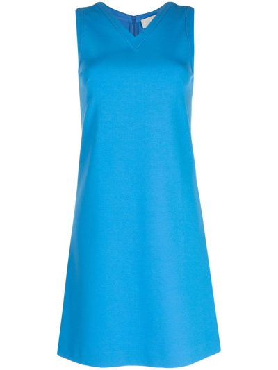 Jane Riva V-neck Sleeveless Minidress In Blue