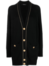 Versace Essential Series Wool Knit Button-front Sweater In Black