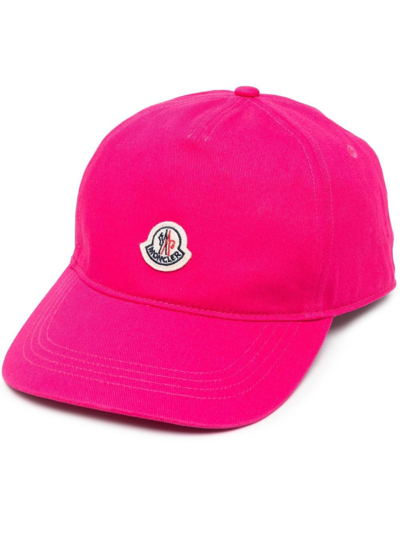Moncler Cotton Logo Baseball Cap In Pink
