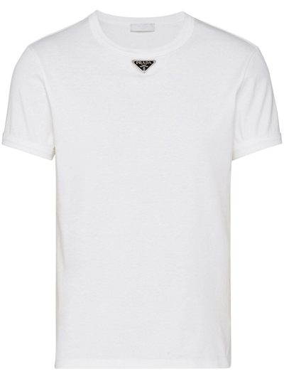 Prada Logo-plaque Cotton T-shirt In Multi-colored