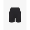 Skims Womens Onyx Mid-rise Recycled Stretch-nylon Swim Shorts In Onyx