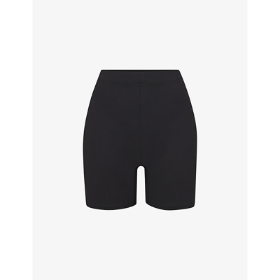 Skims Womens Onyx Mid-rise Recycled Stretch-nylon Swim Shorts In Onyx