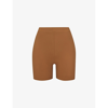 Skims Womens Almond Mid-rise Recycled Stretch-nylon Swim Shorts