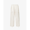 Good American Womens Cloud White 001 Parachute Wide-leg Drawstring-hem Cotton Trousers In Cloud White 001