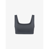Skims Womens Gunmetal Scoop-neck Recycled Stretch-nylon Bikini Top