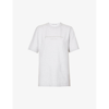 Alexander Wang Womens Light Heather Grey Glittered Logo-print Cotton-jersey T-shirt