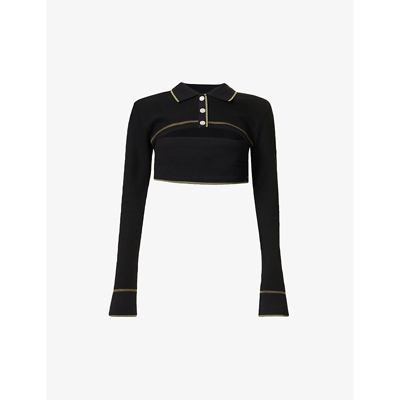 Dion Lee Black Shrunken Snap Polo