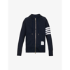 Thom Browne Mens Navy Four-bar Zipped Cotton-jersey Hoody In Blue