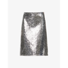 Bottega Veneta Intrecciato Lamb Leather Metallic Skirt In Silver